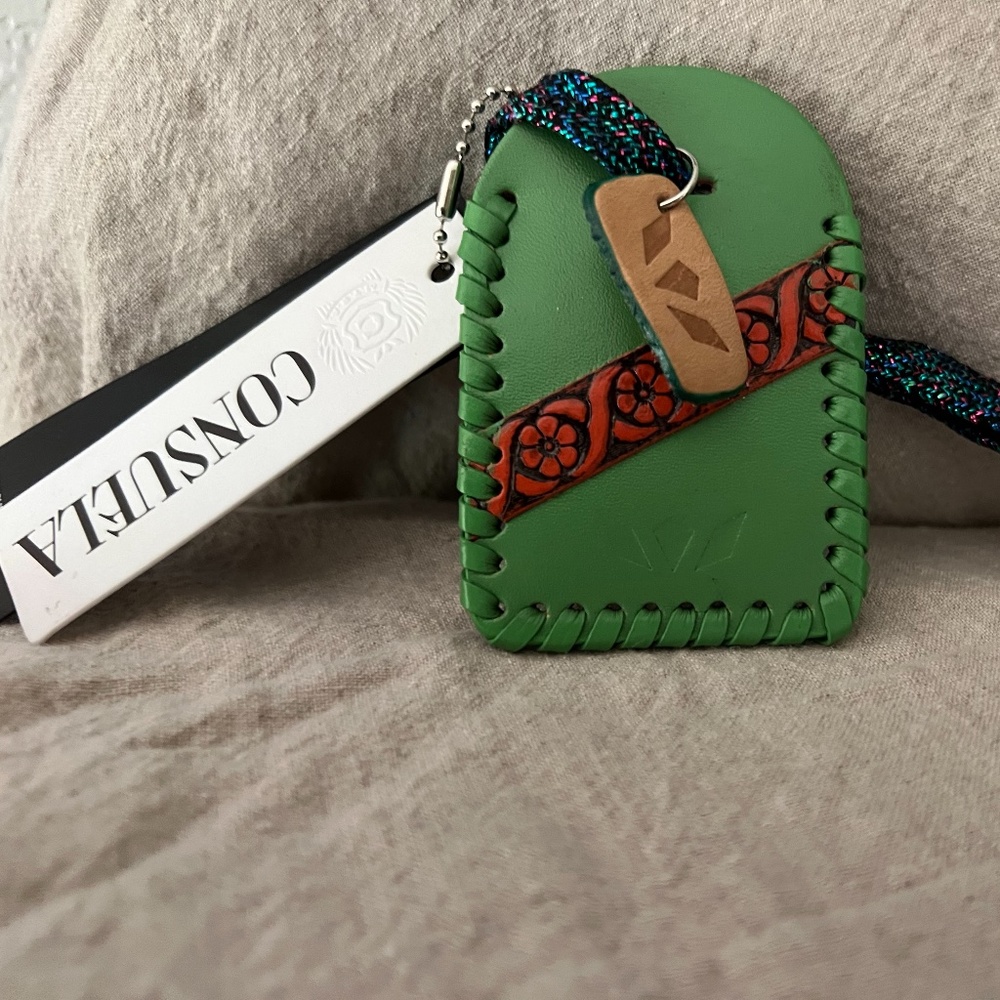 Consuela leather luggage tag nwt